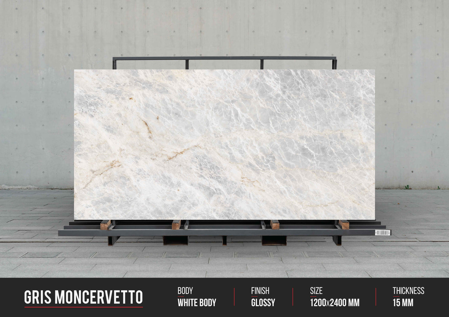 Gris Moncervetto (15mm) Large Format Ceramic Slab