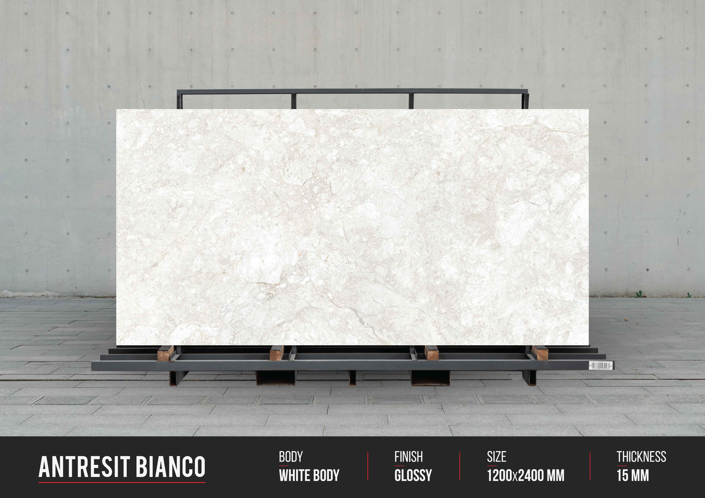 Antresit Bianco (15mm) Large Format Ceramic Slab