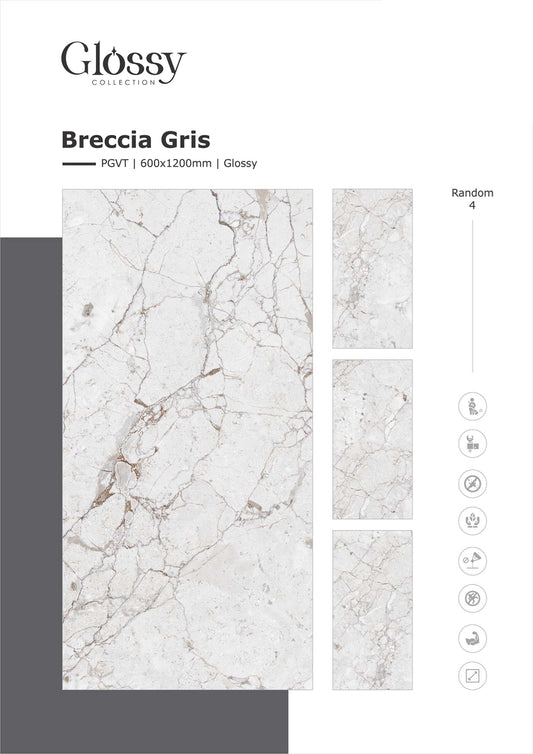 Breccia Gris (9mm) Large Format Ceramic Slab