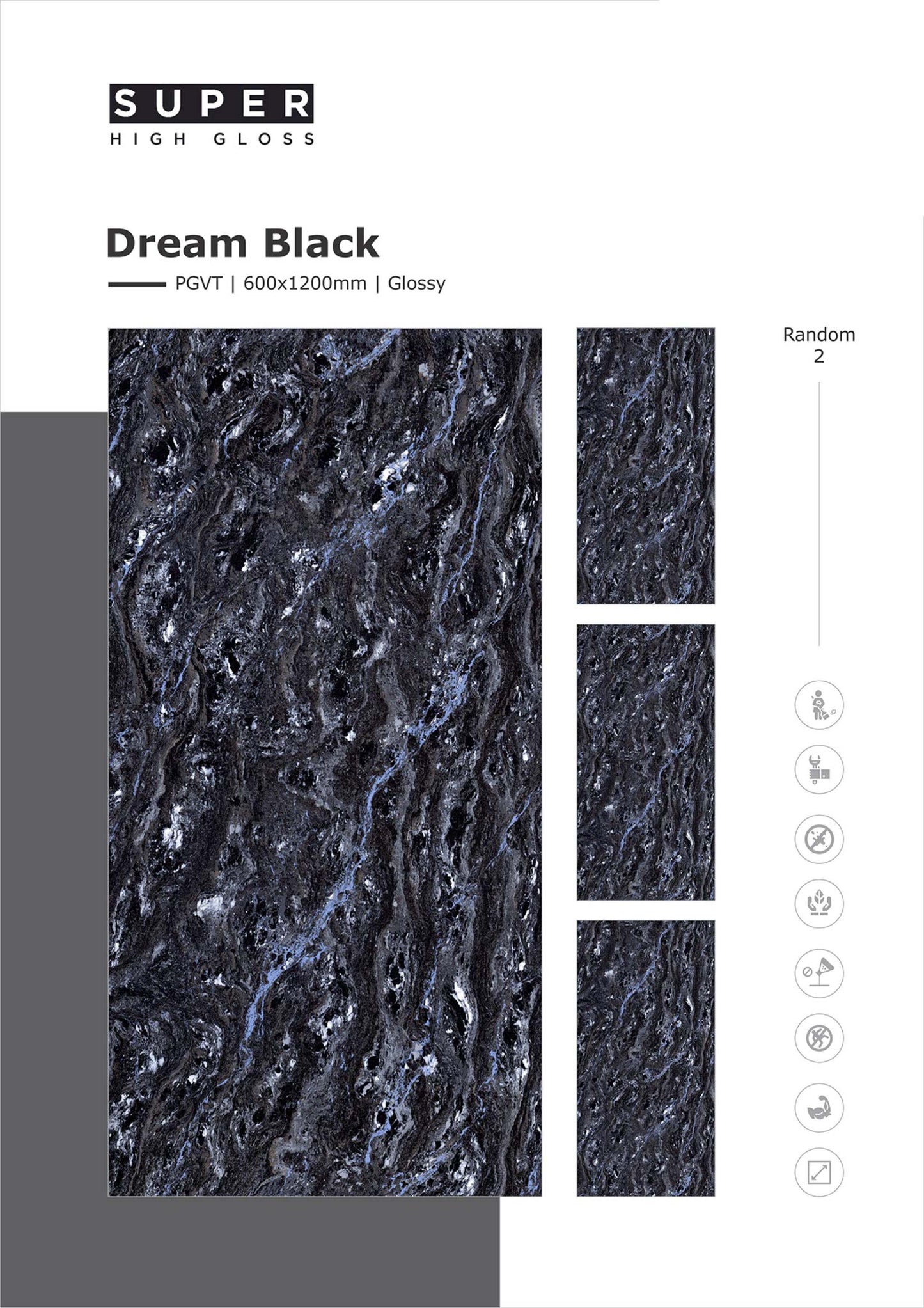 Dream Black Glazed Vitrified Tiles