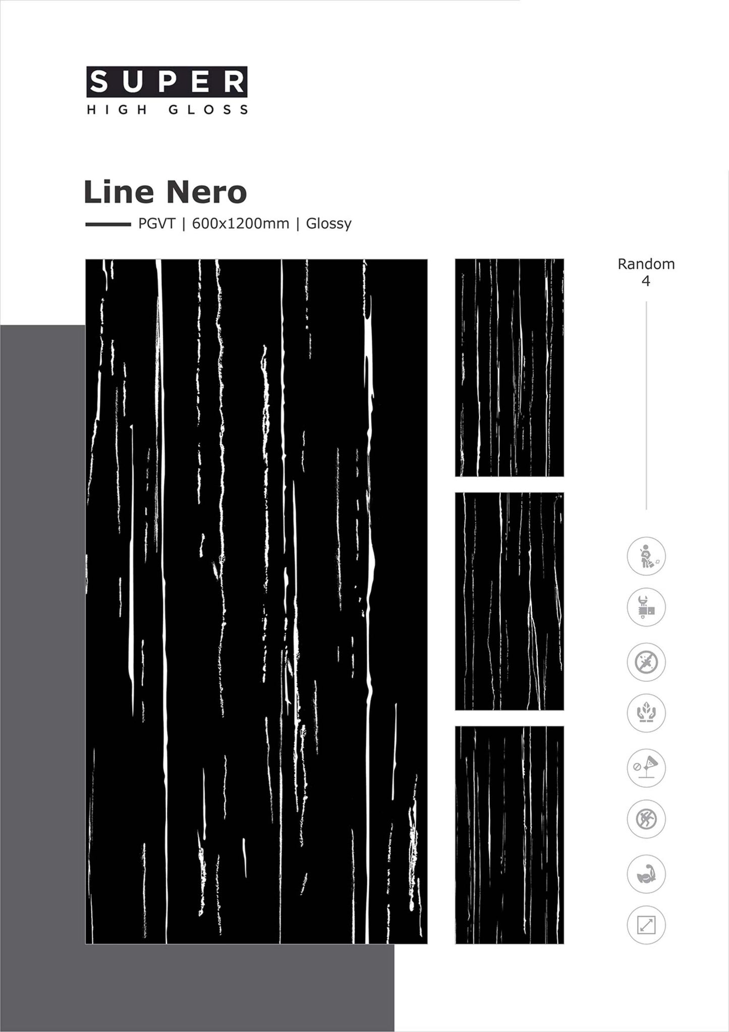 Line Nero Glazed Vitrified Tiles