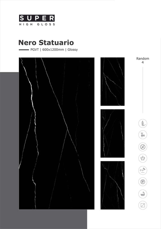 Nero Statuario Glazed Vitrified Tiles