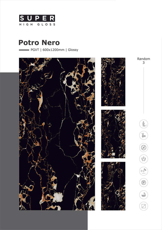 Potro Nero Glazed Vitrified Tiles