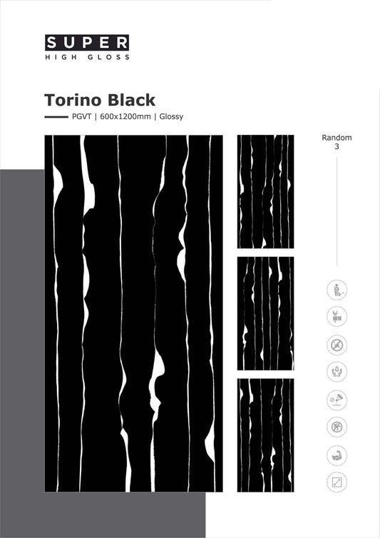 Torino Black Glazed Vitrified Tiles